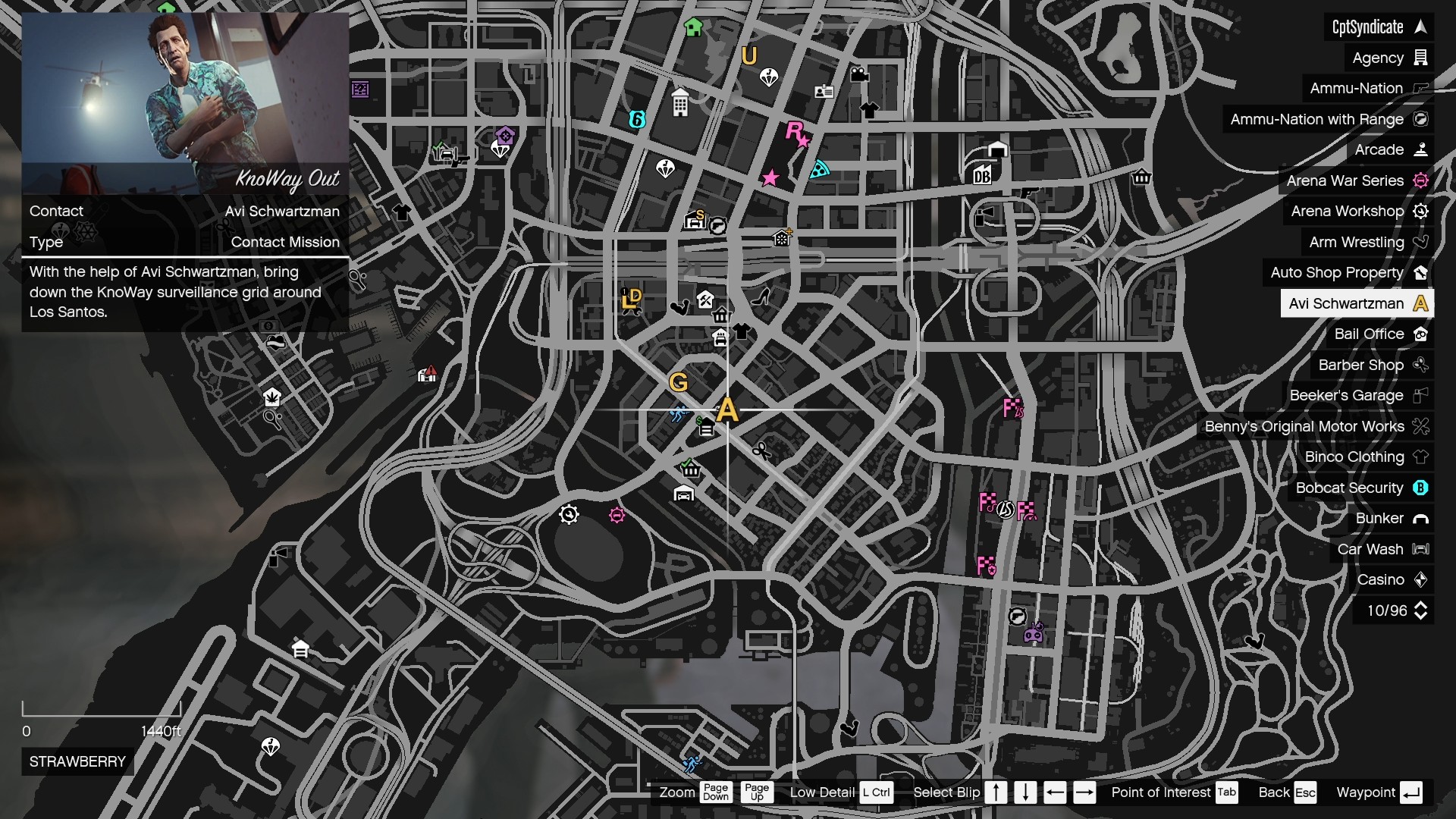 The location of 'A Clean Break' mission on the map.