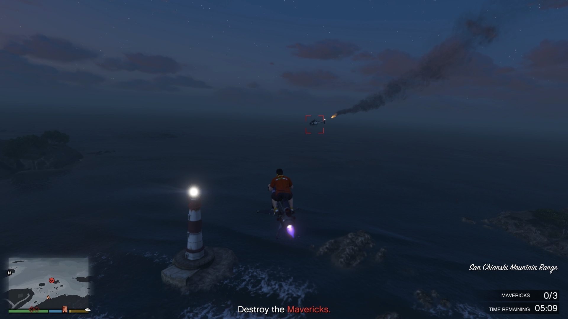 At this point, you should roughly have around 6-7 minutes, which is more than enough to destroy all three Mavericks if you're on an Oppressor Mark II or a Buzzard.