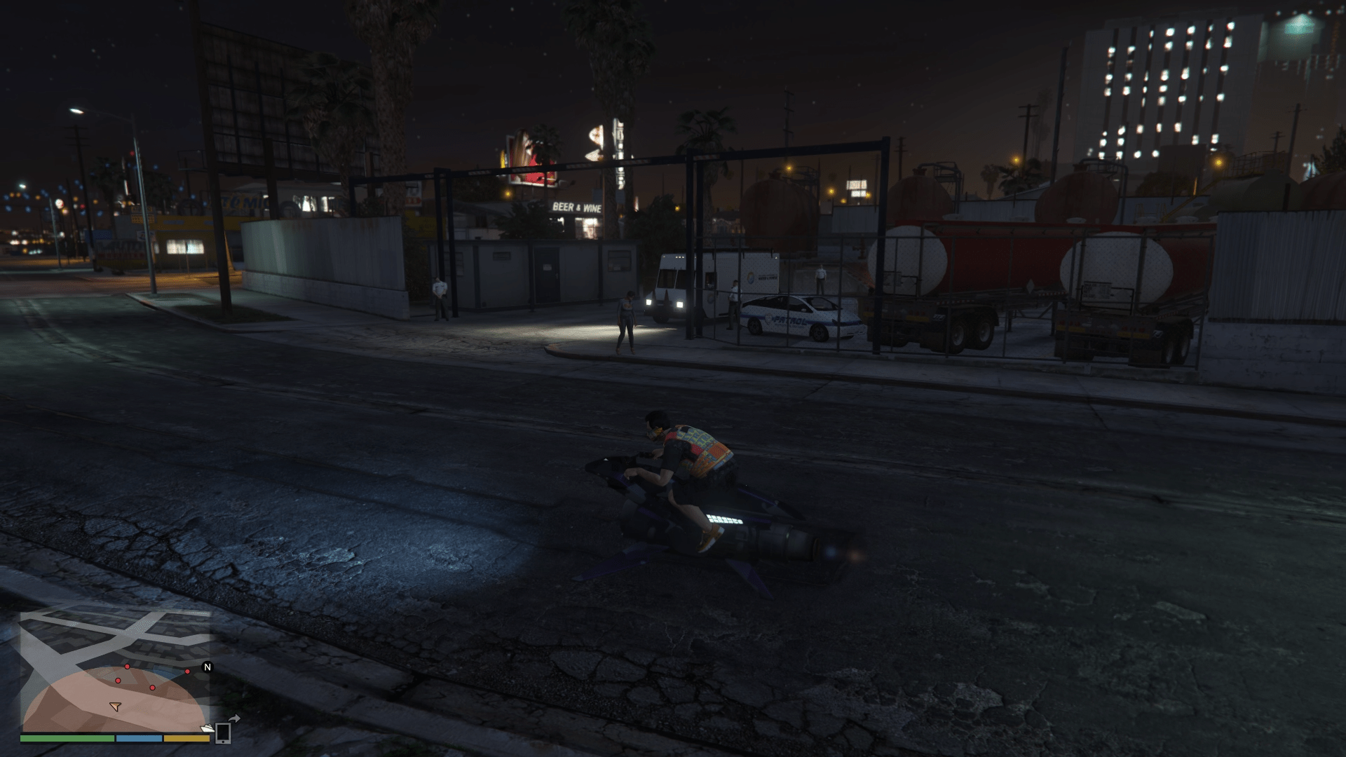 Company truck leaving the compound