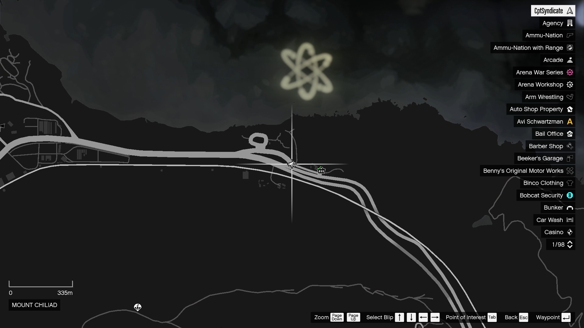 The map shows the location of the golden clover found at the Up-N-Atom Burger diner at the Procopio Truck Stop in Procopio Beach, Blaine County.