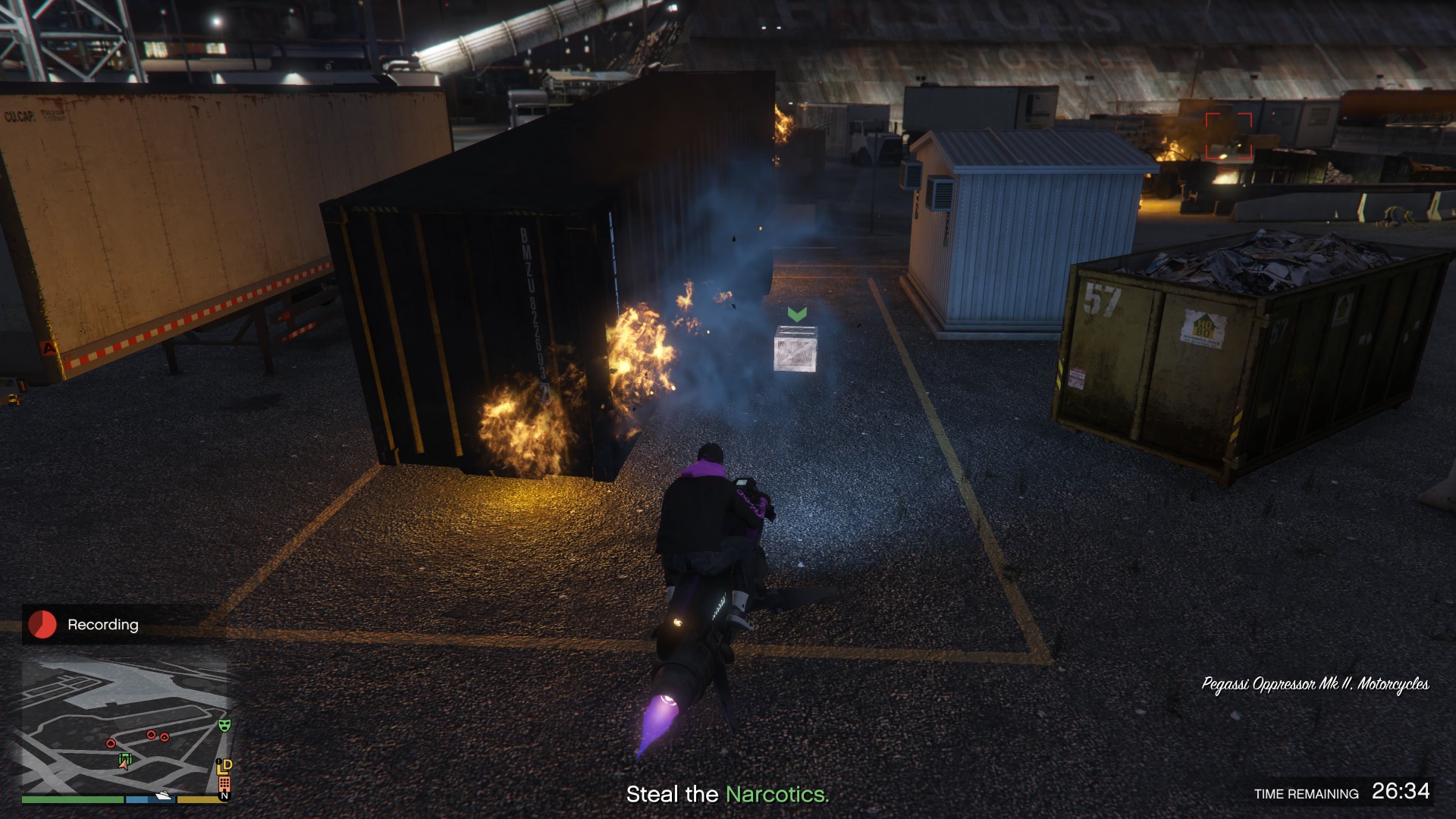 Narcotics crate dropped on the ground after the container was destroyed.