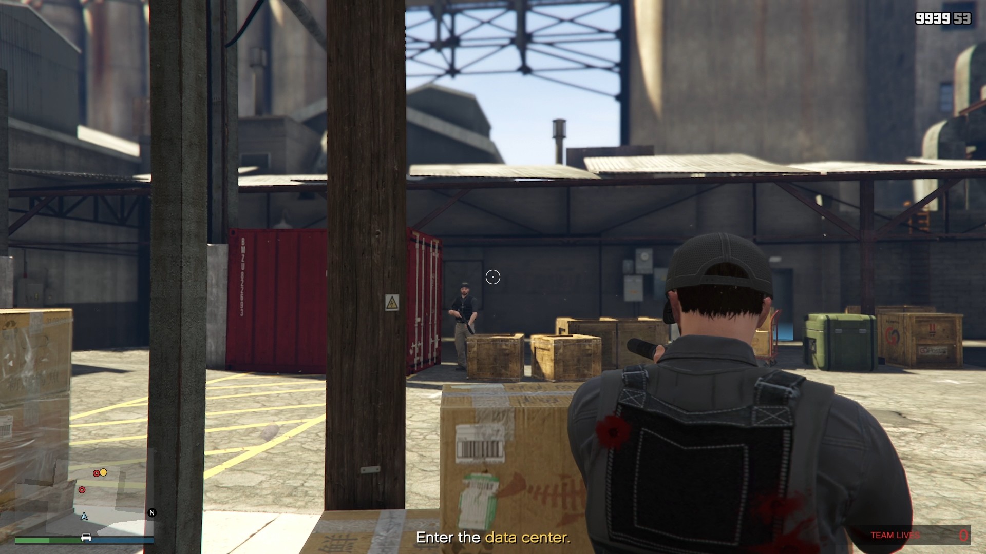 Three mercenary guards outside the data center.