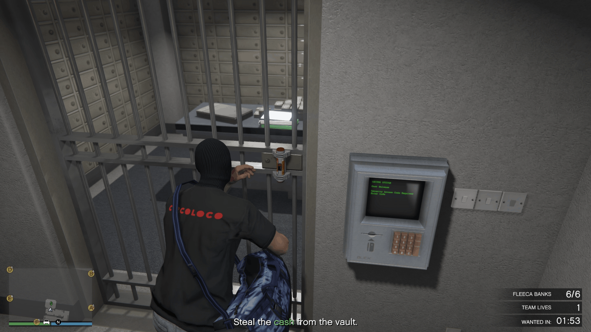 Planting the thermal charge on the vault door