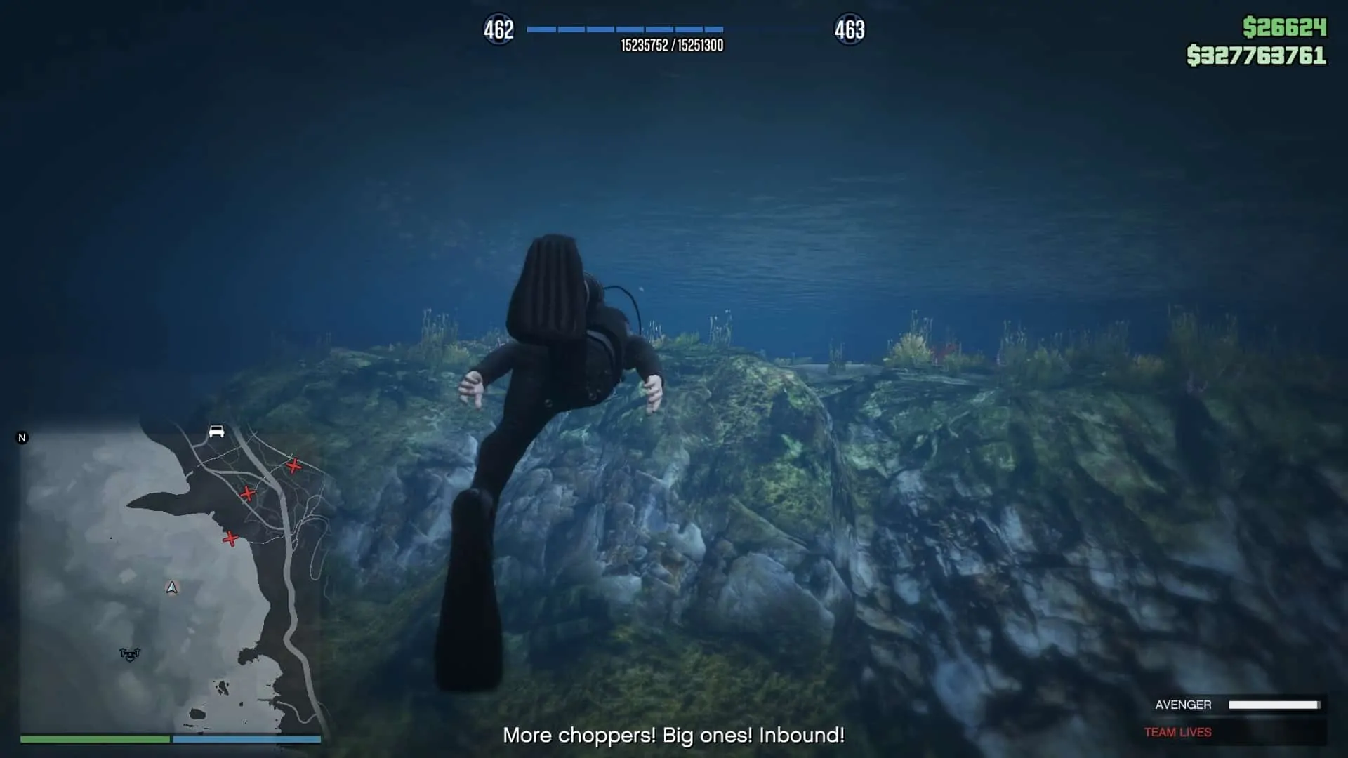 Swimming to the shore