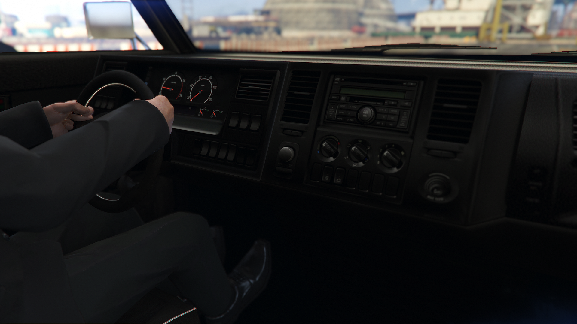 The interior of the Rental Shuttle Bus as seen in GTA Online.