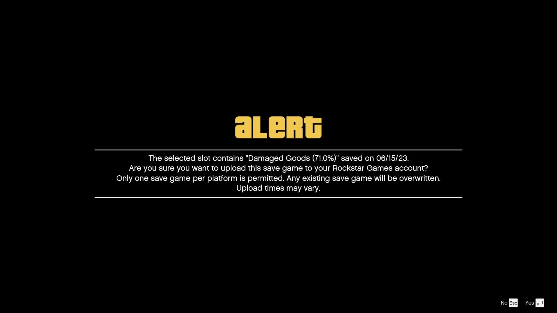 Save upload alert message for confirmation.