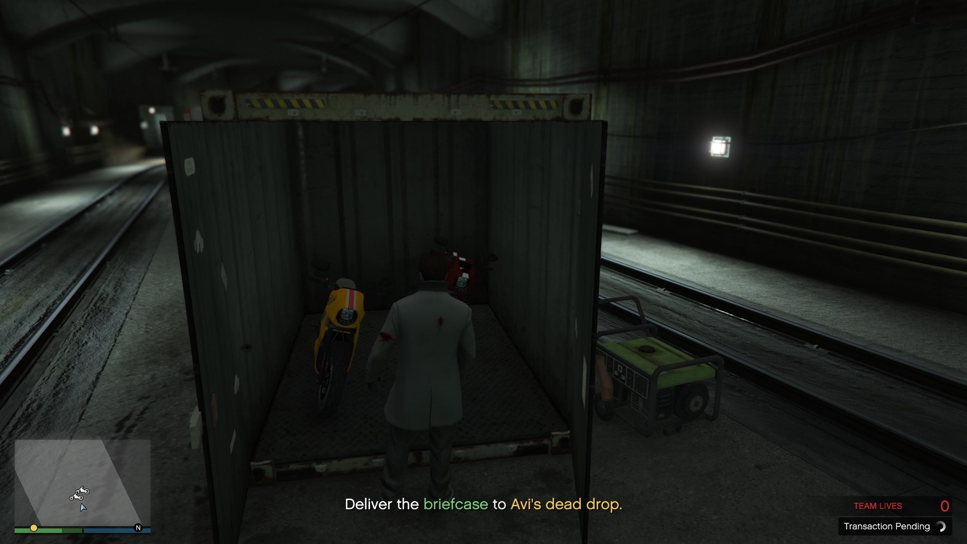 The bikes inside the container.