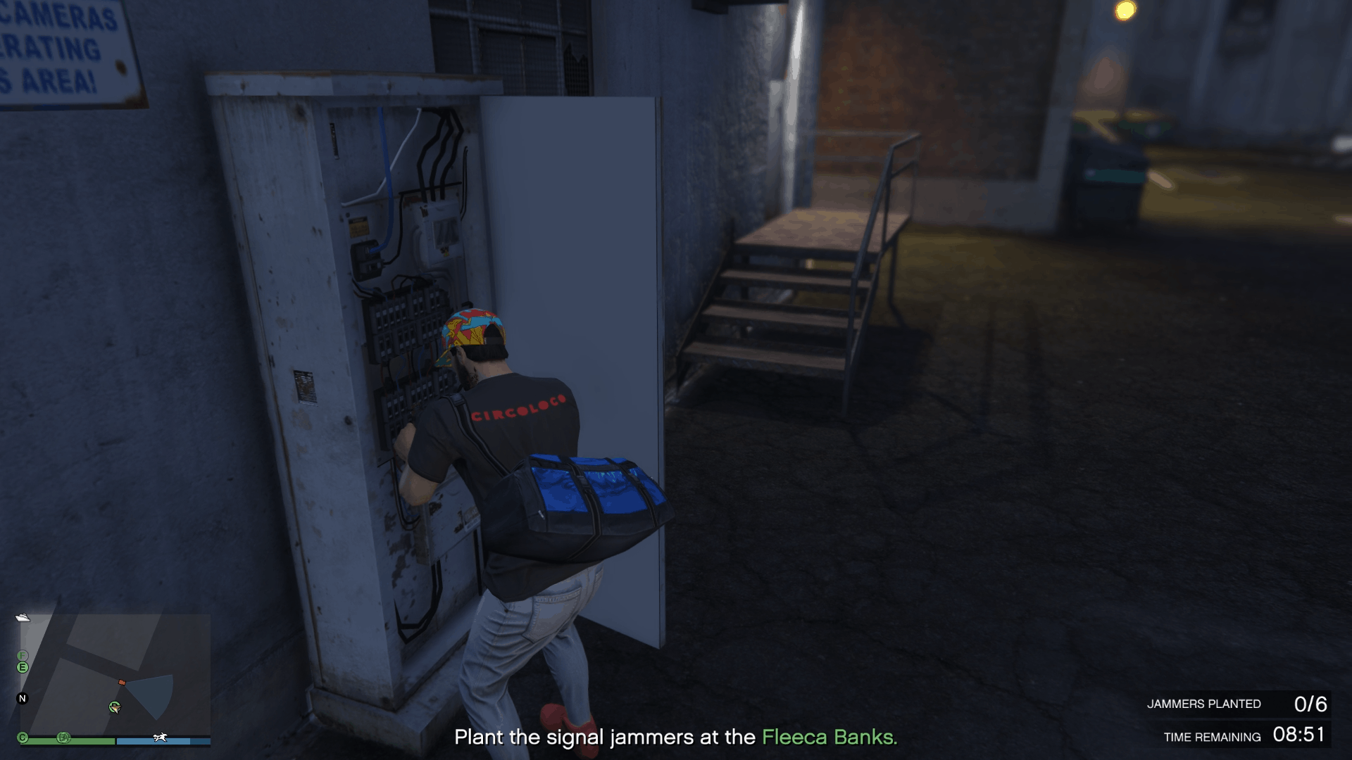 Planting the signal jammer at bank 'D'