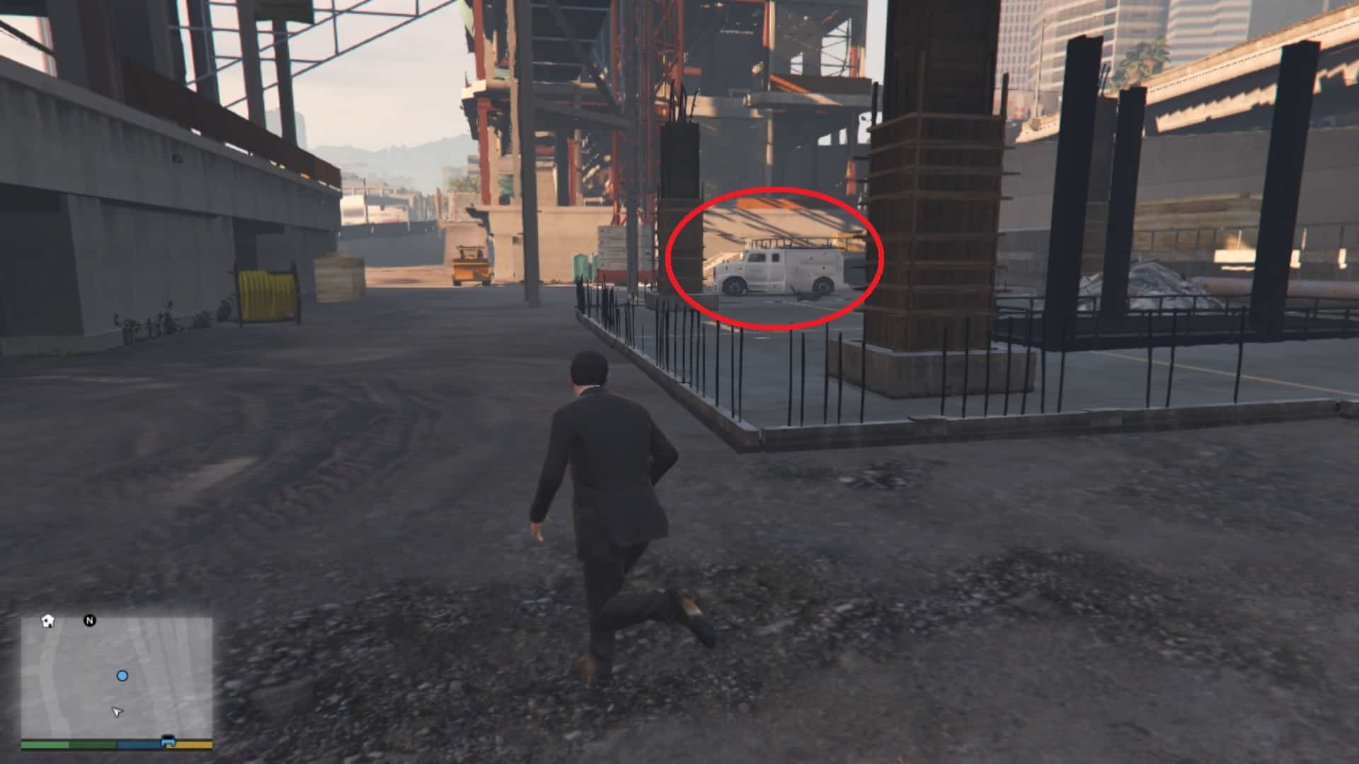 The parked truck just before the cut scene is triggered