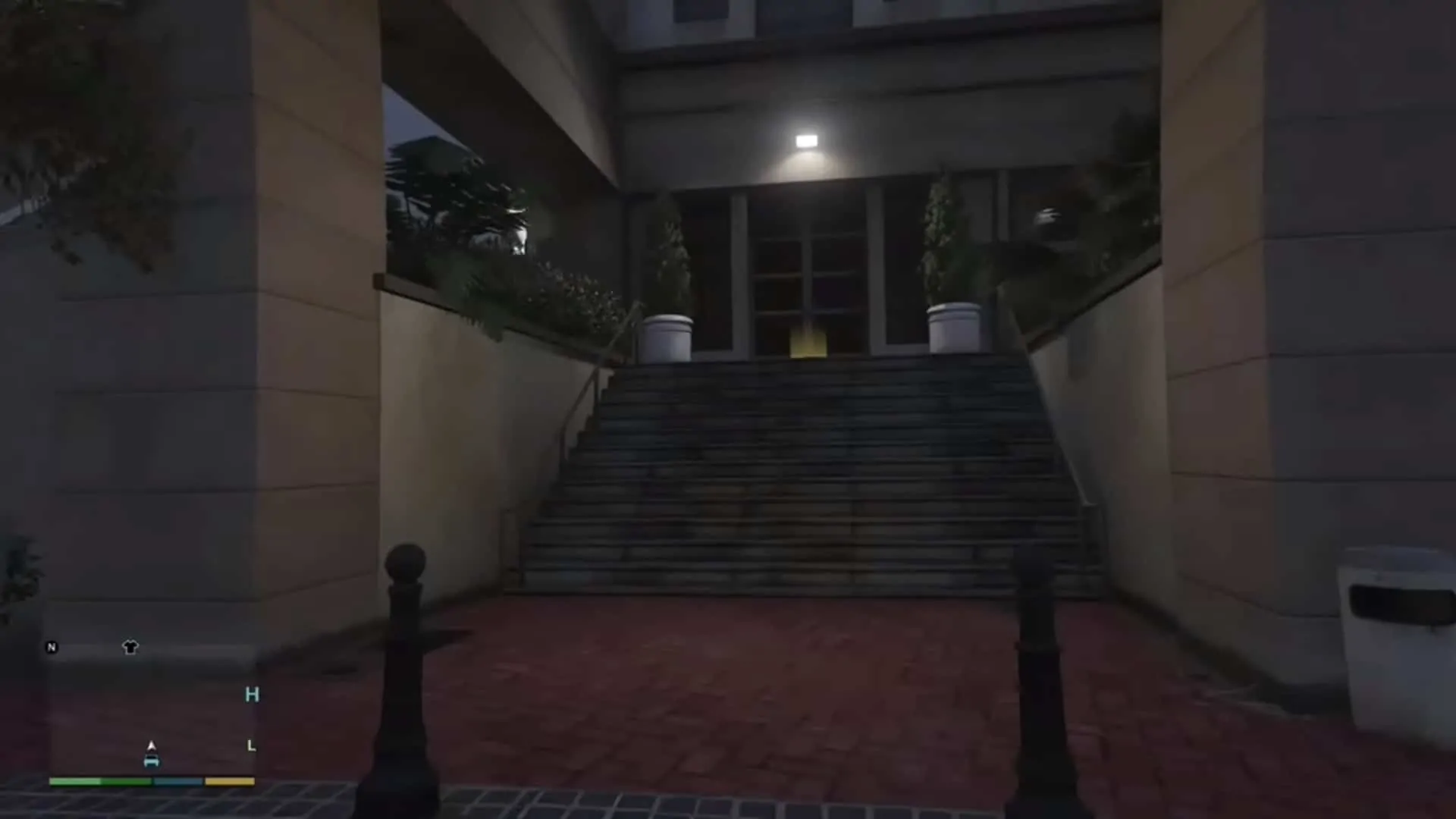 Entrance to the office with a yellow highlighted marker