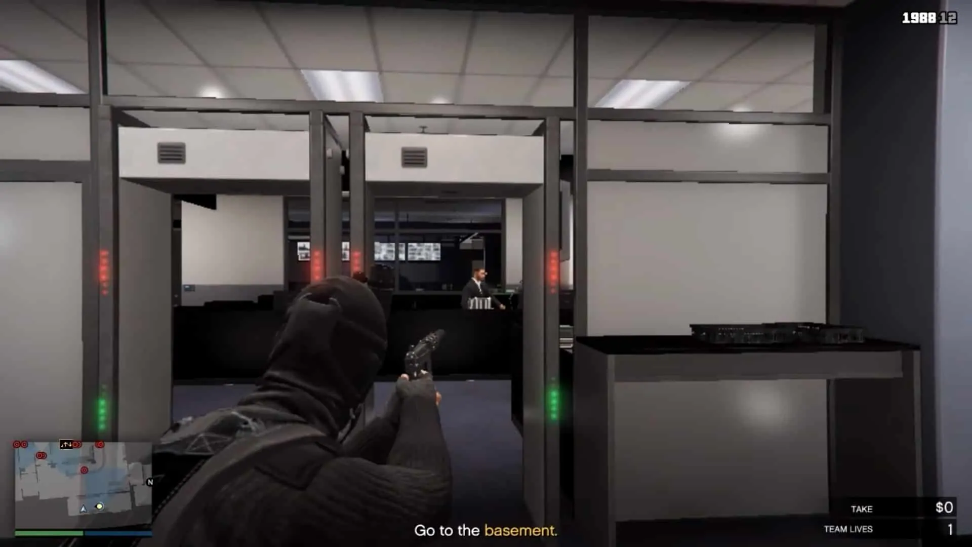 The guard at the front desk you need to take out