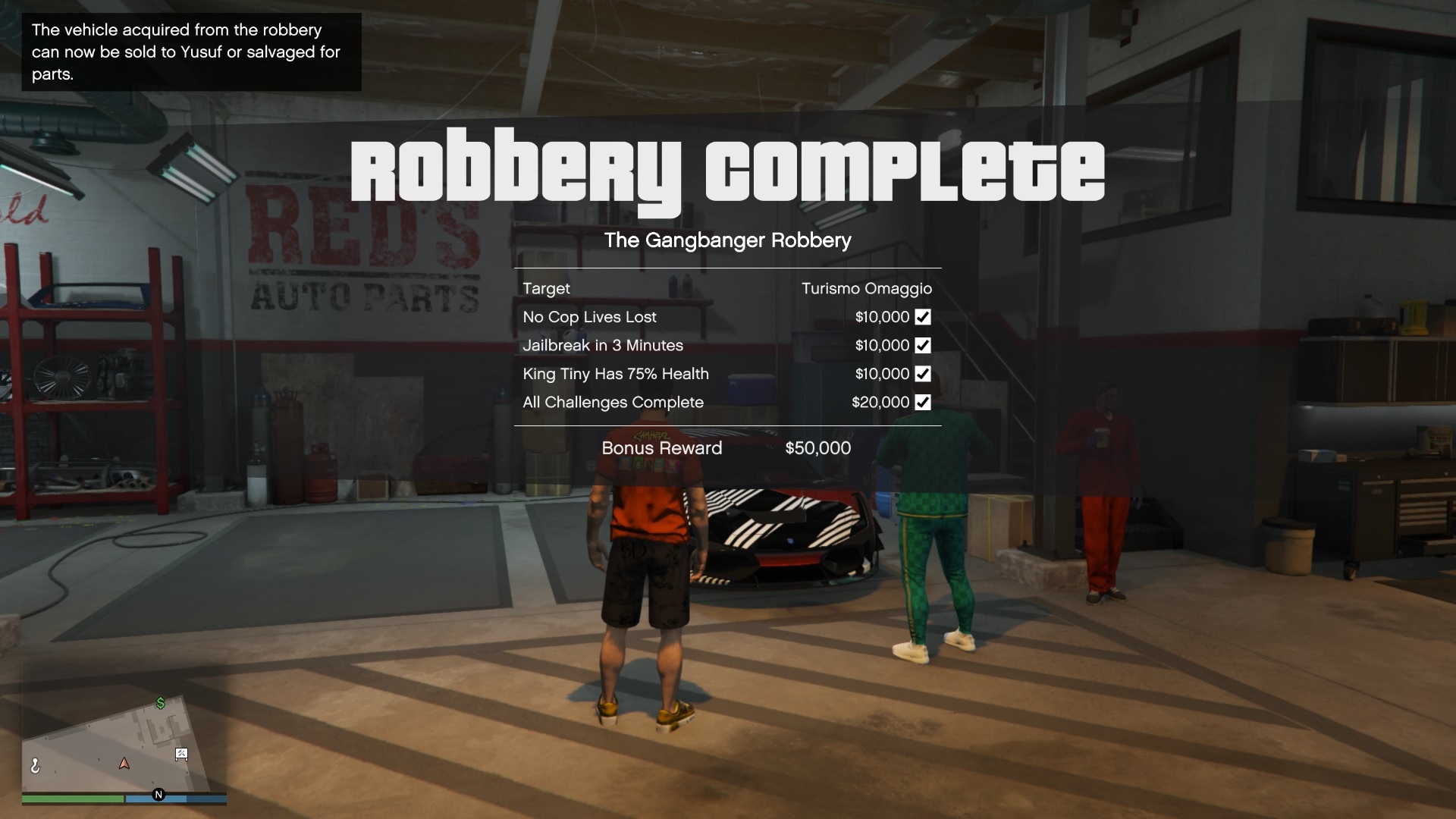 Robbery completed with all the bonus challenges.