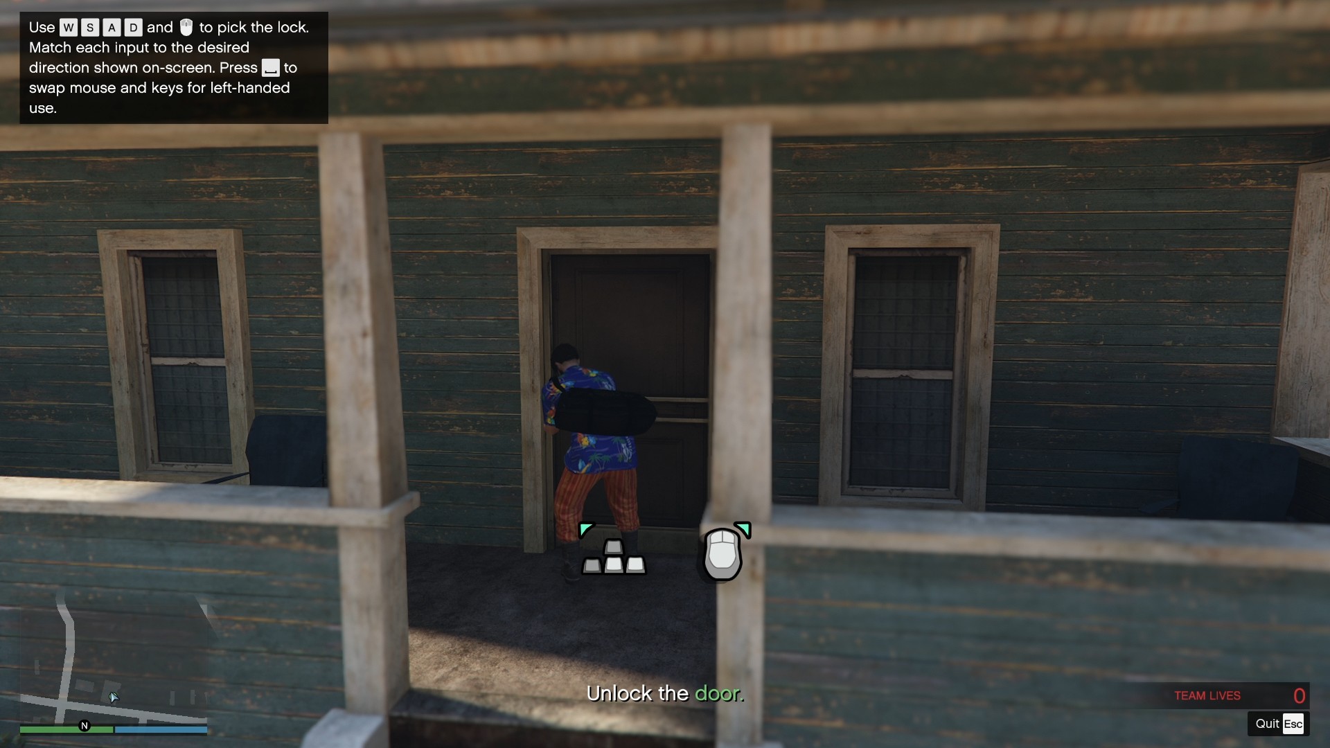 Keyboard and Mouse Prompts to Lockpick.