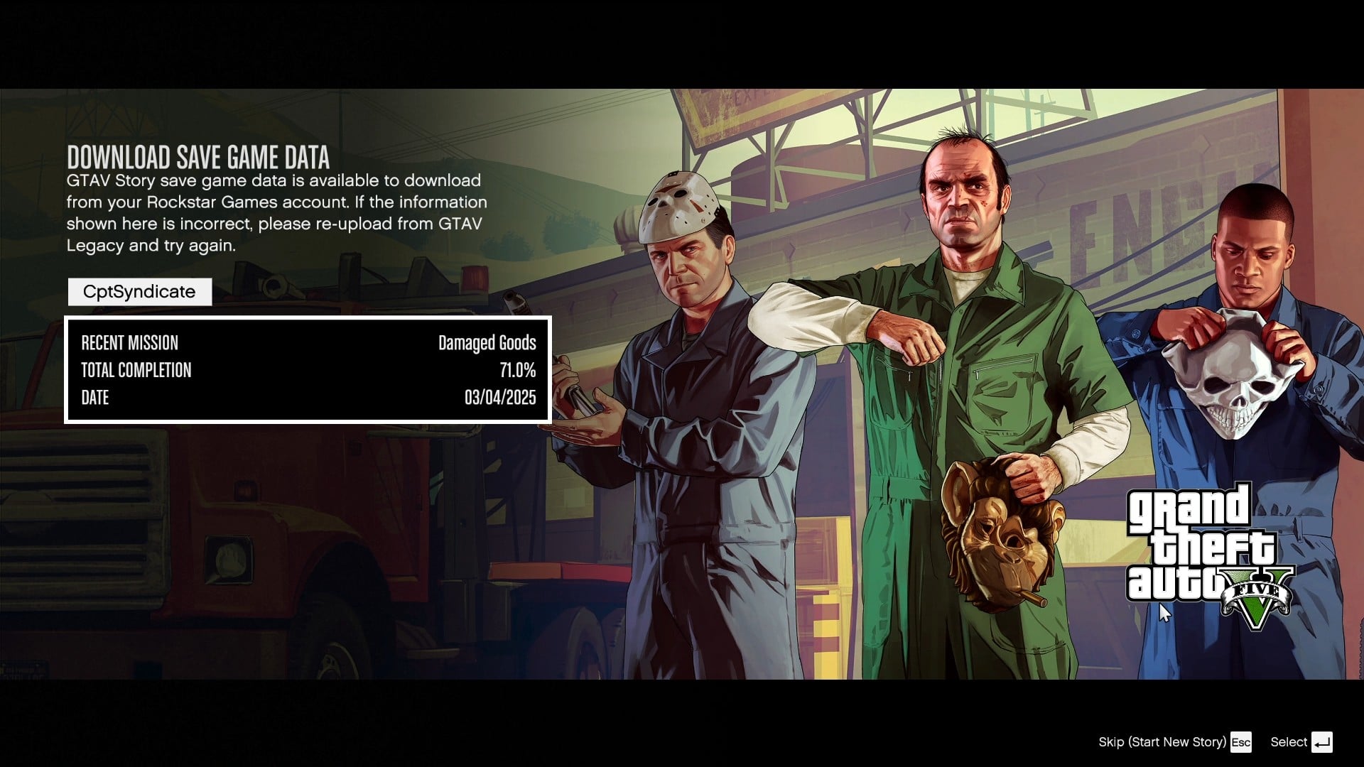 Save file selection screen.