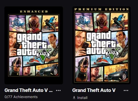 The Enhanced and Legacy version side by side as seen in the Epic Games library.