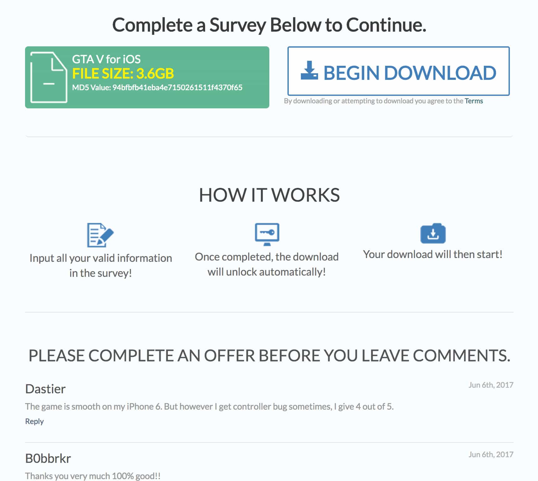Fake site with fake comments