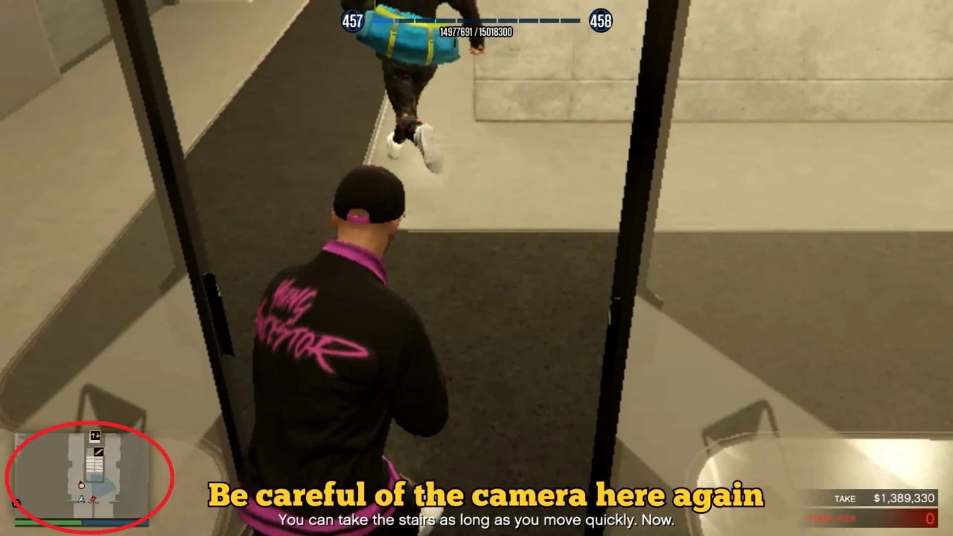 You can see the vision of the camera in your minimap before exiting