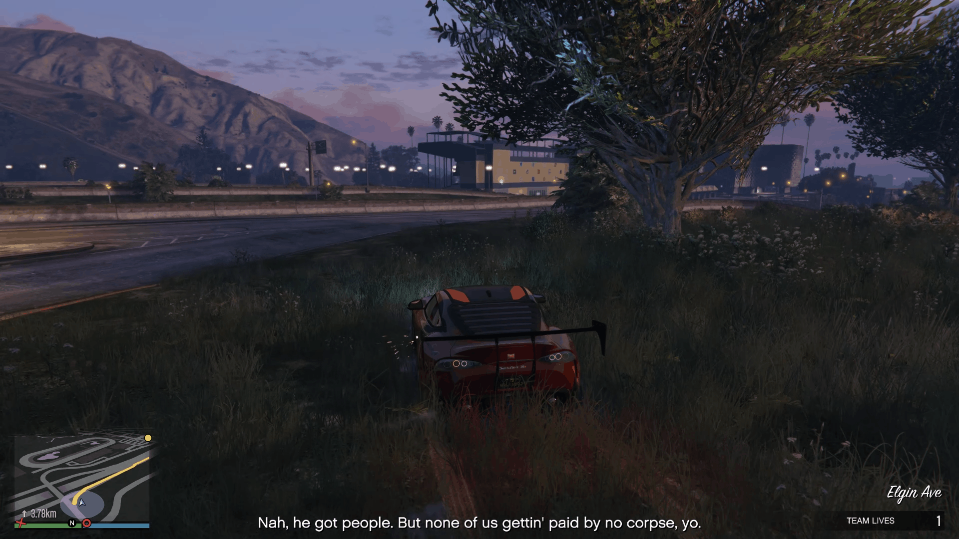 Driving to Elysian Island while under heavy firing from the chopper and Merryweather soldiers