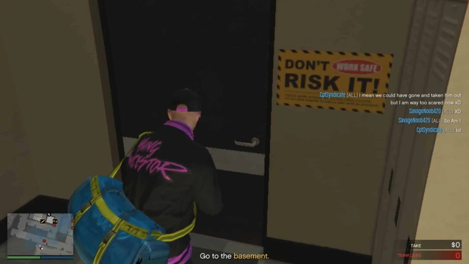 The door at the end of the laundry room section. Waiting for the guard to pass by as seen in the minimap