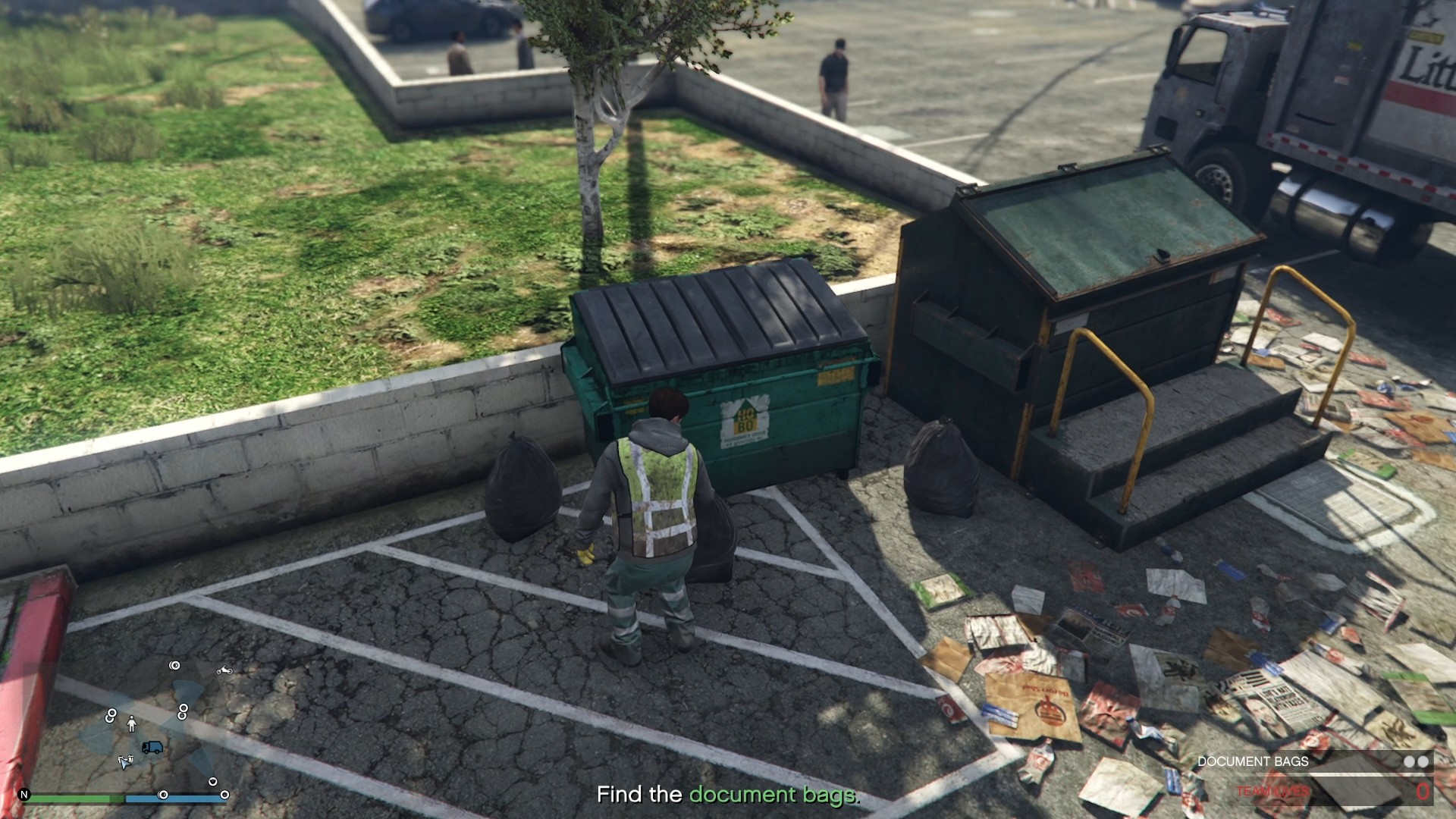 Real trash bags at the second office location.