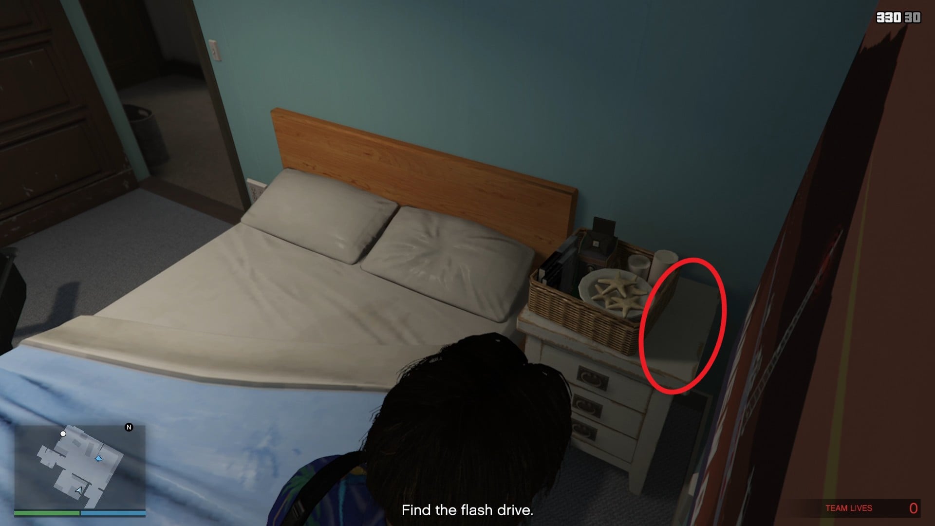 The cocaine is on the side table by the bed.