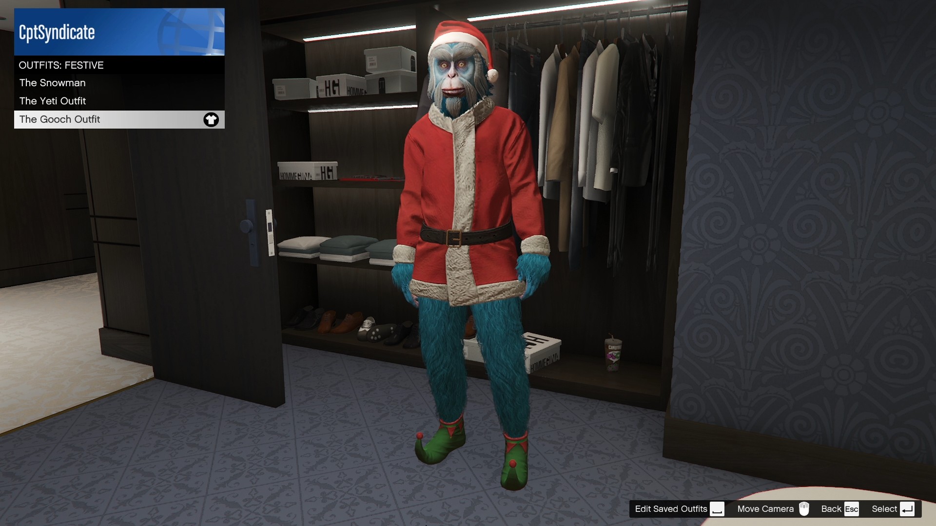 You can find the Gooch outfit under the Outfits: Festive category in your wardrobe.