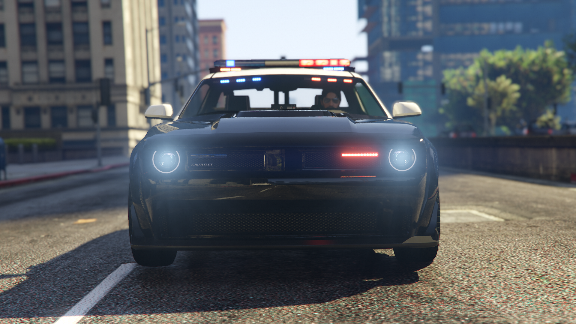 The front of the Bravado Gauntlet Interceptor as seen in GTA Online.