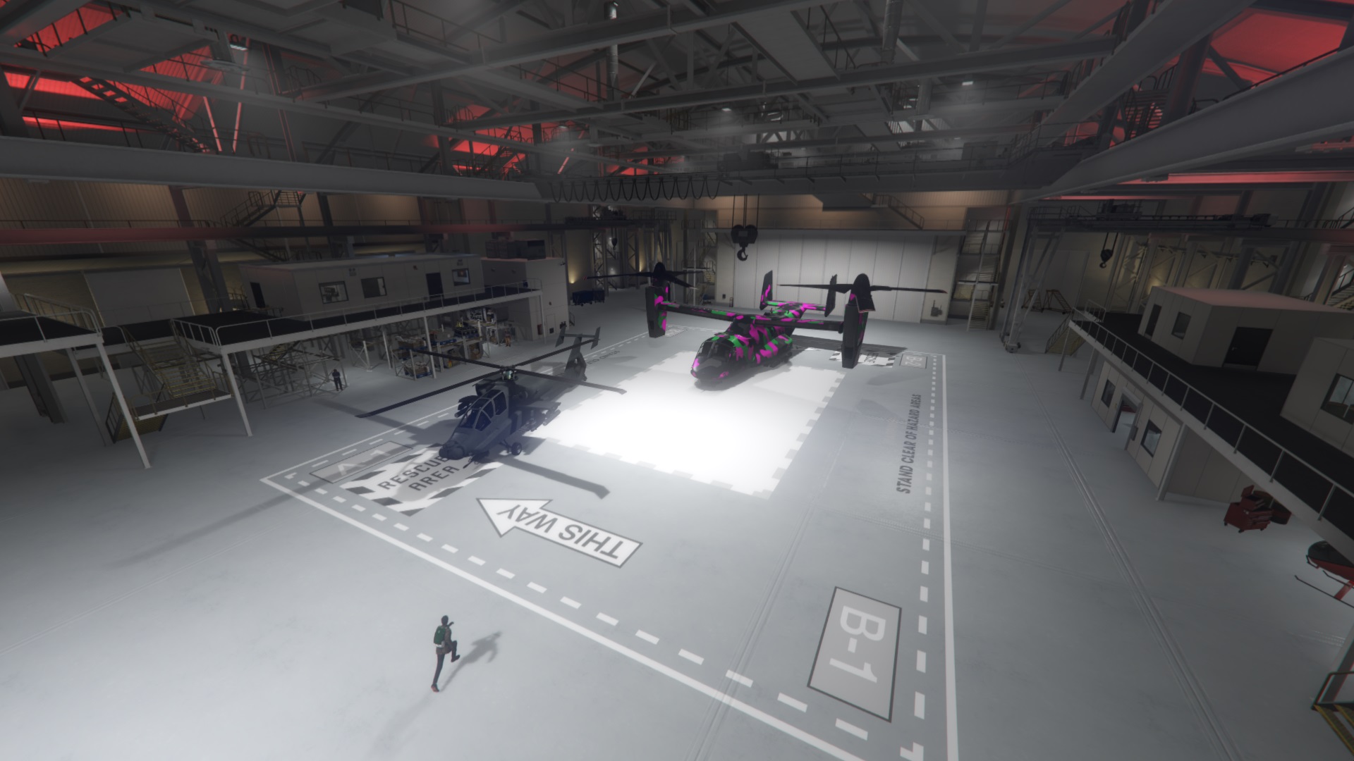 Interior of a purchased hangar at Fort Zancudo.