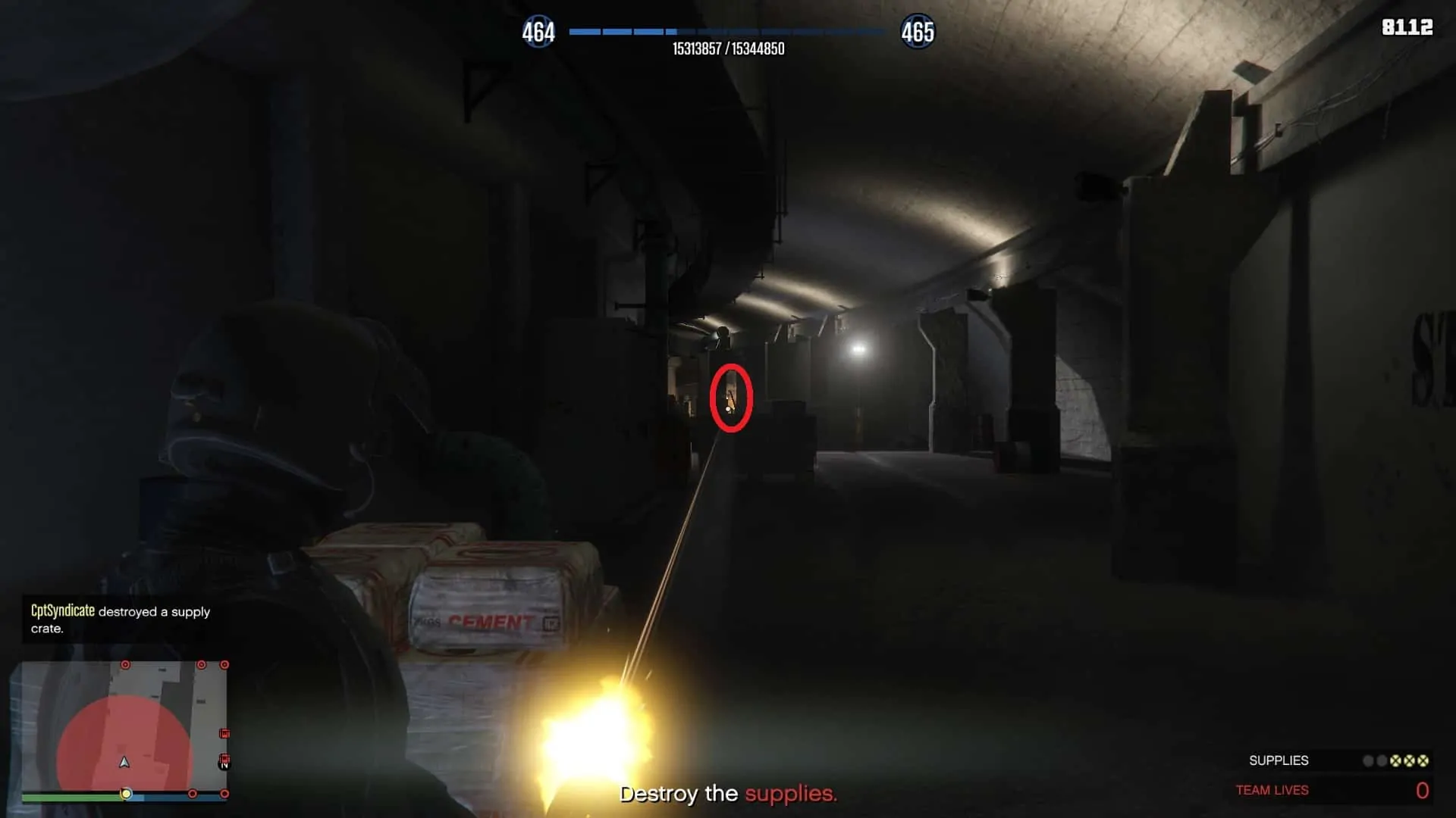 Third supply box at the end of the passage. Just aim in this general area (circled in red) and shoot
