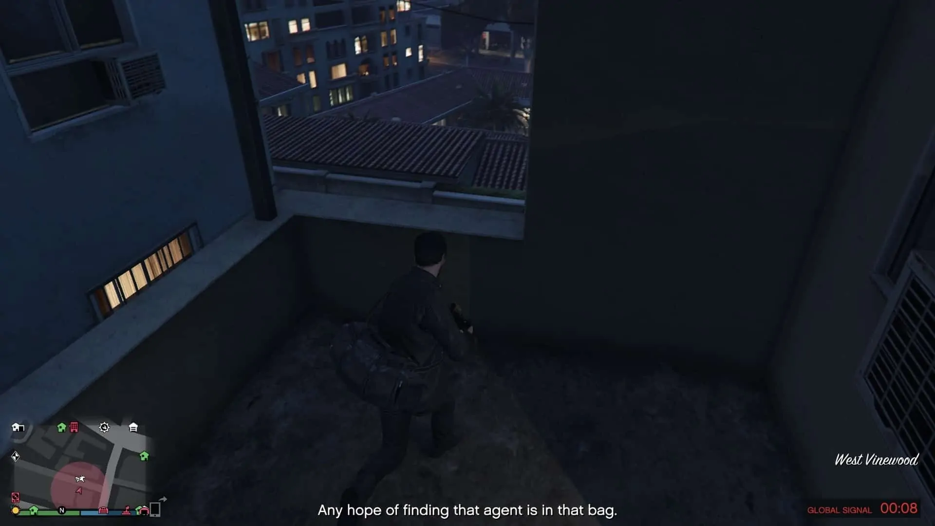 Taking the duffel bag (Intel) back to the facility