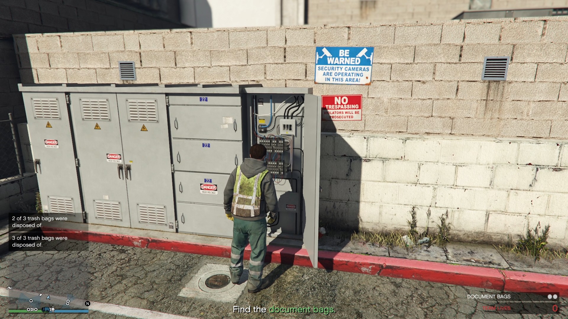 Disabling the fuse box in the parking lot.