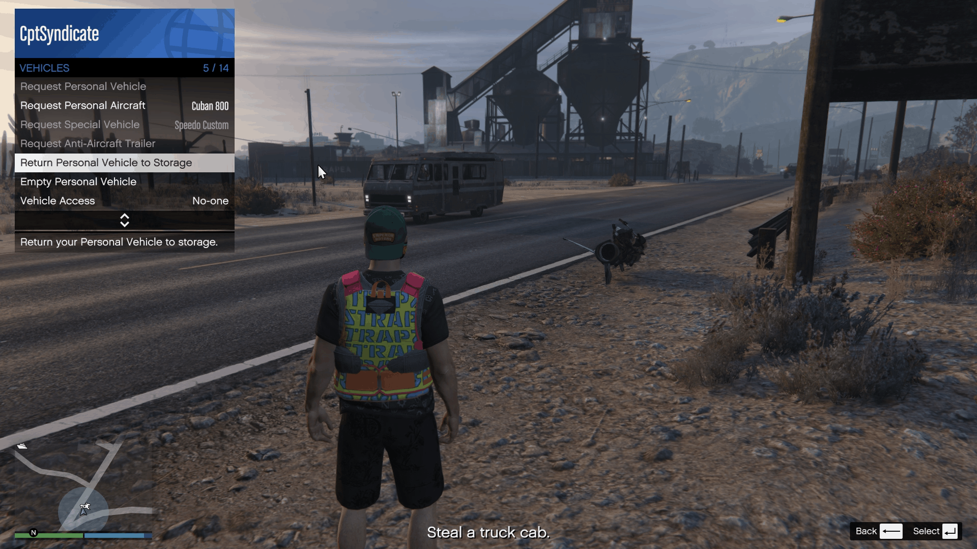 Sending the personal vehicle back to storage