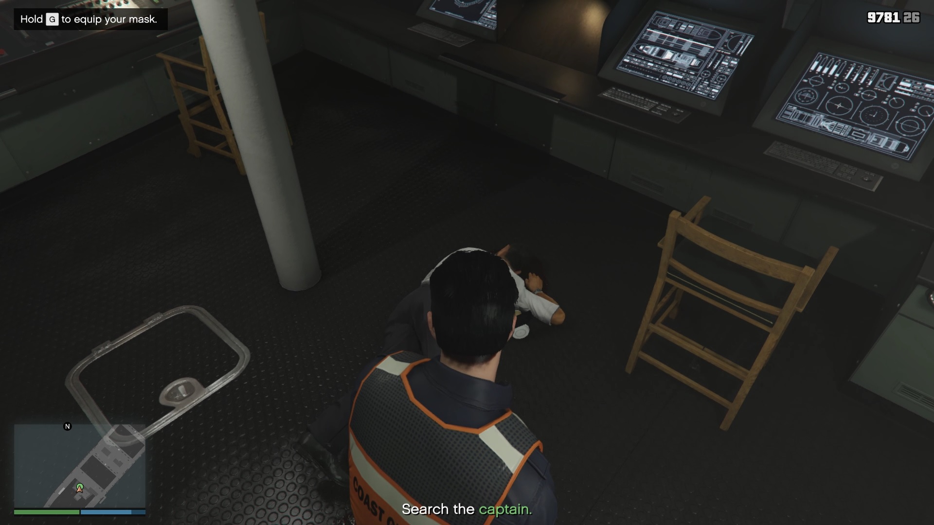 Search the captain's body for the terminal codes.