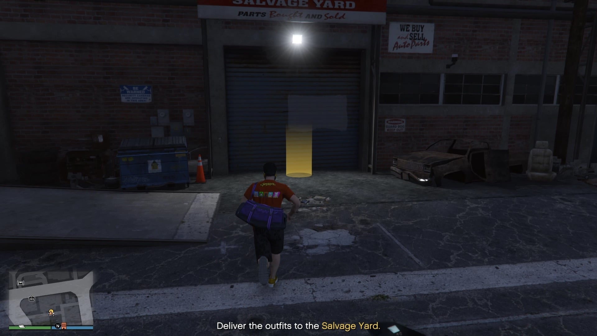 Delivering the outfits to the Salvage Yard.