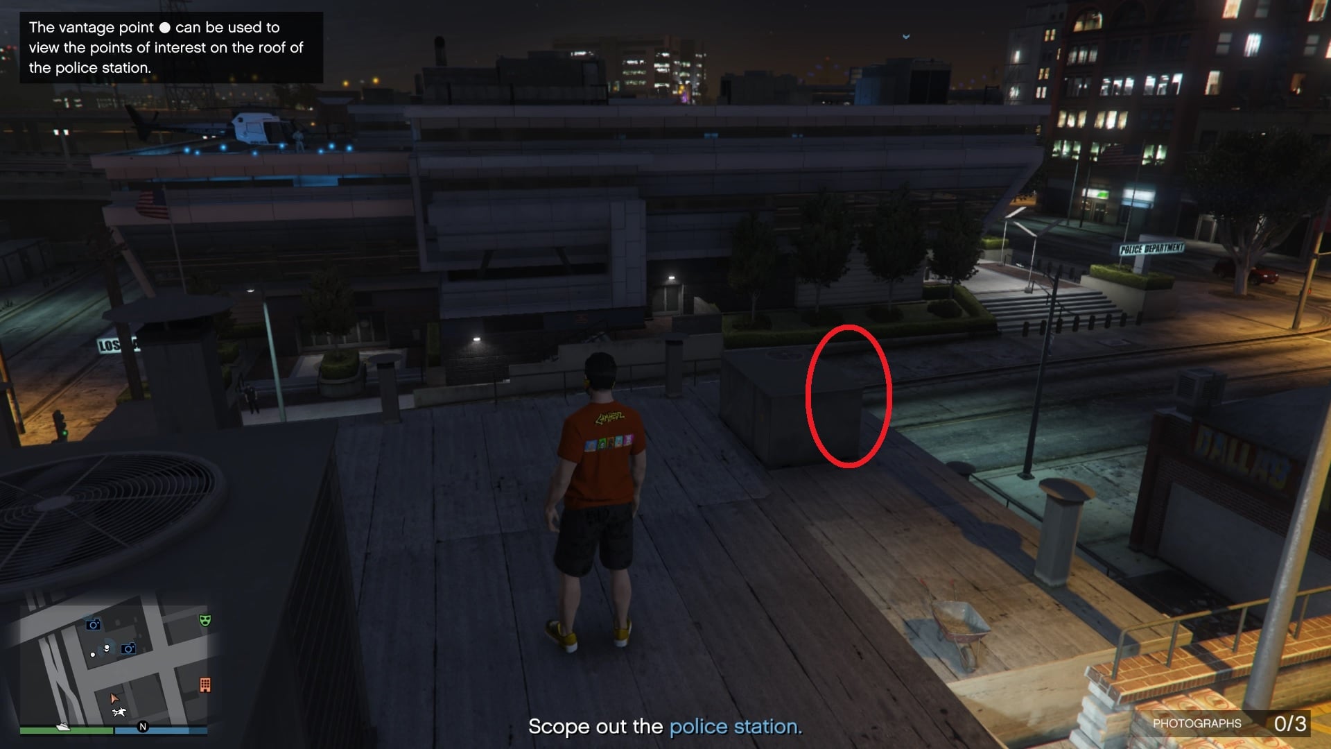 Jump down and go to the second ventilation unit of the rooftop you're currently on (the vantage point).