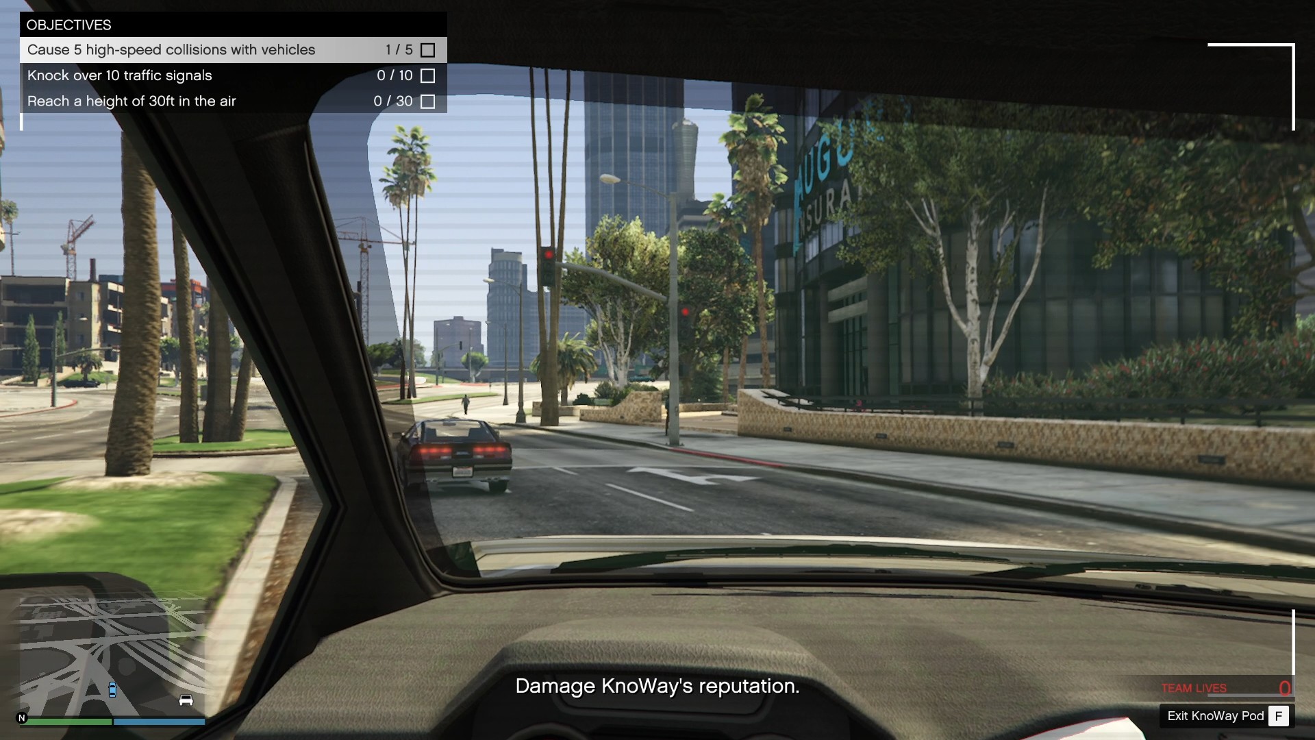 You can only drive the KnoWay taxi in first person view.