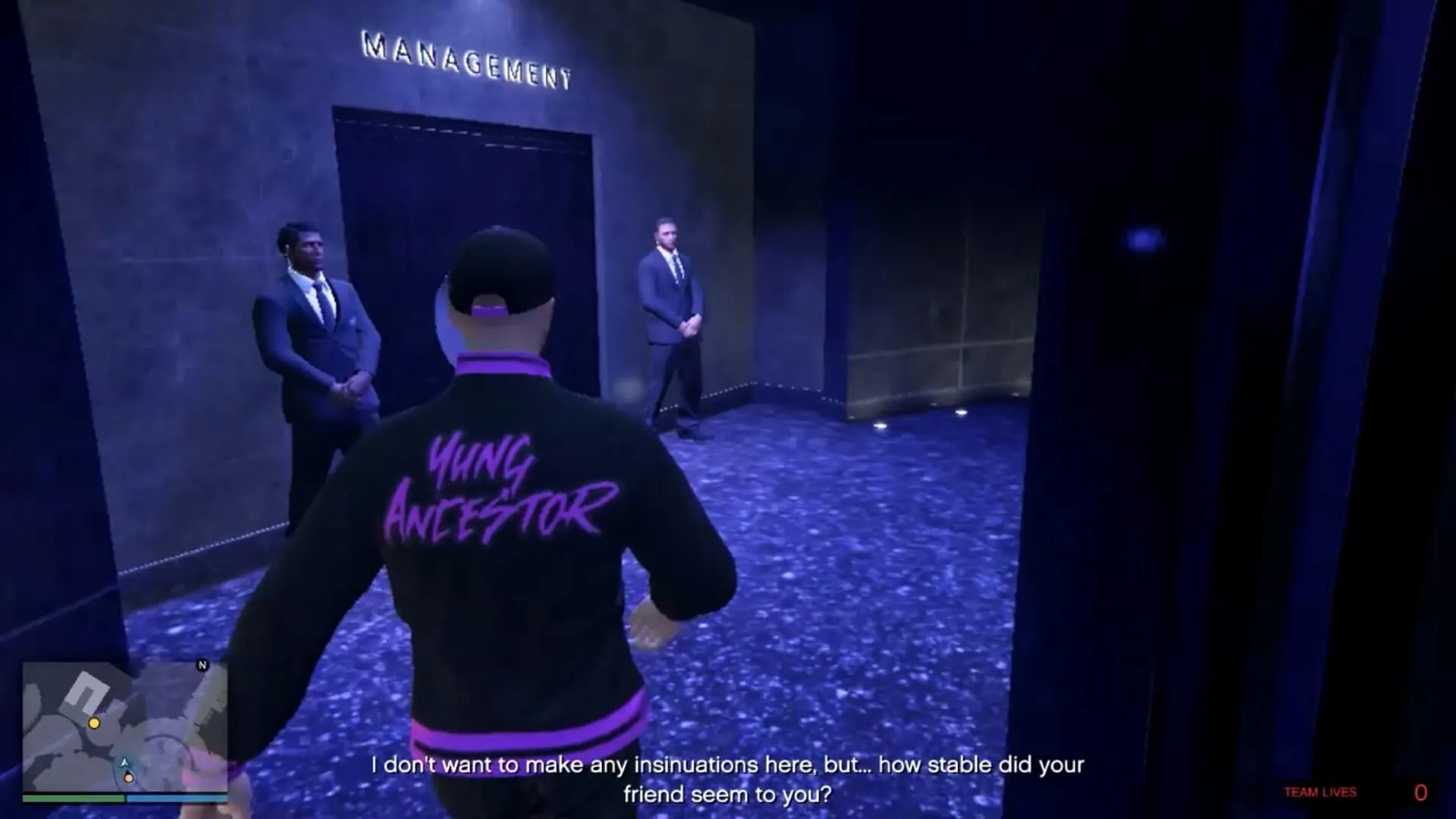 Walking towards the management area of the casino