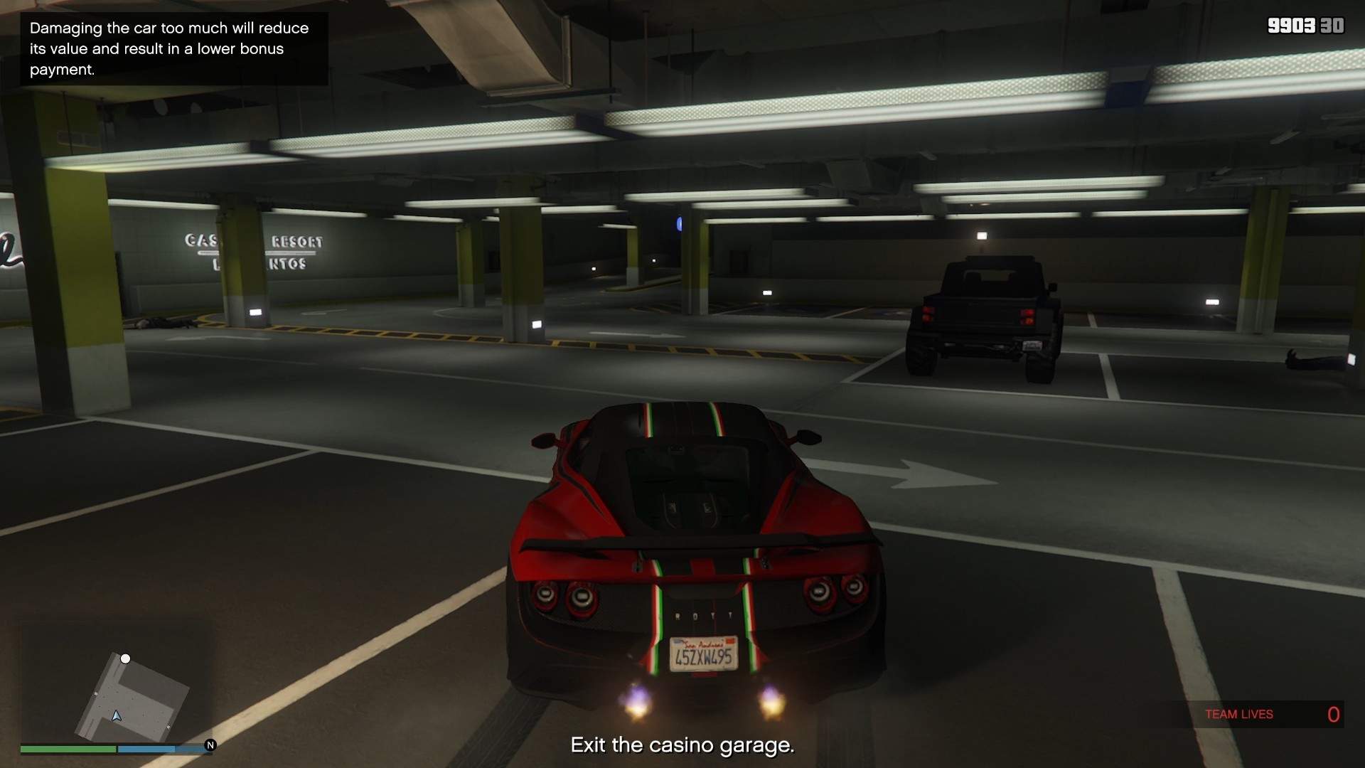 Delivering the stolen car to the Salvage Yard.