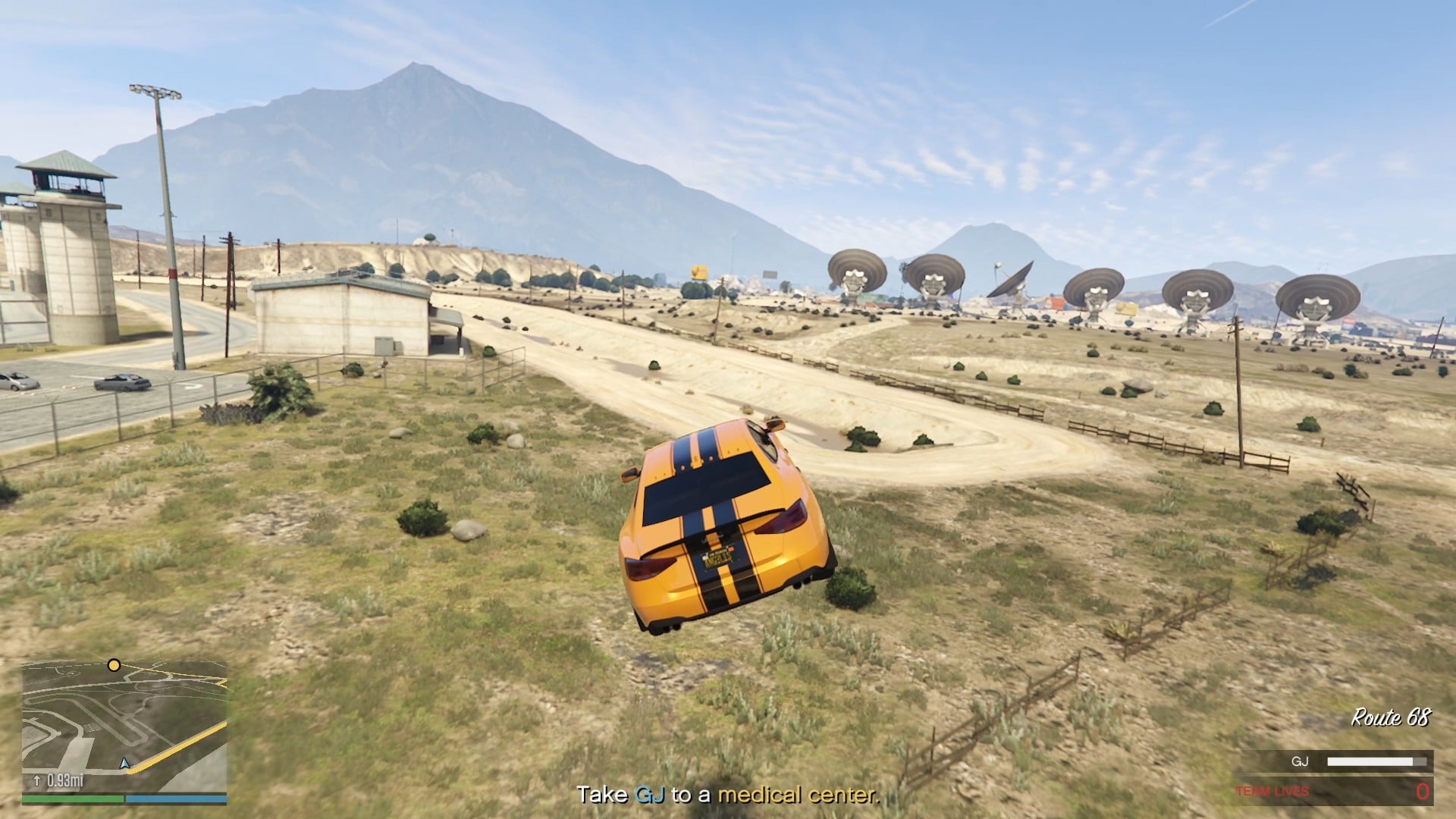 Cutting through the middle, by the prison.