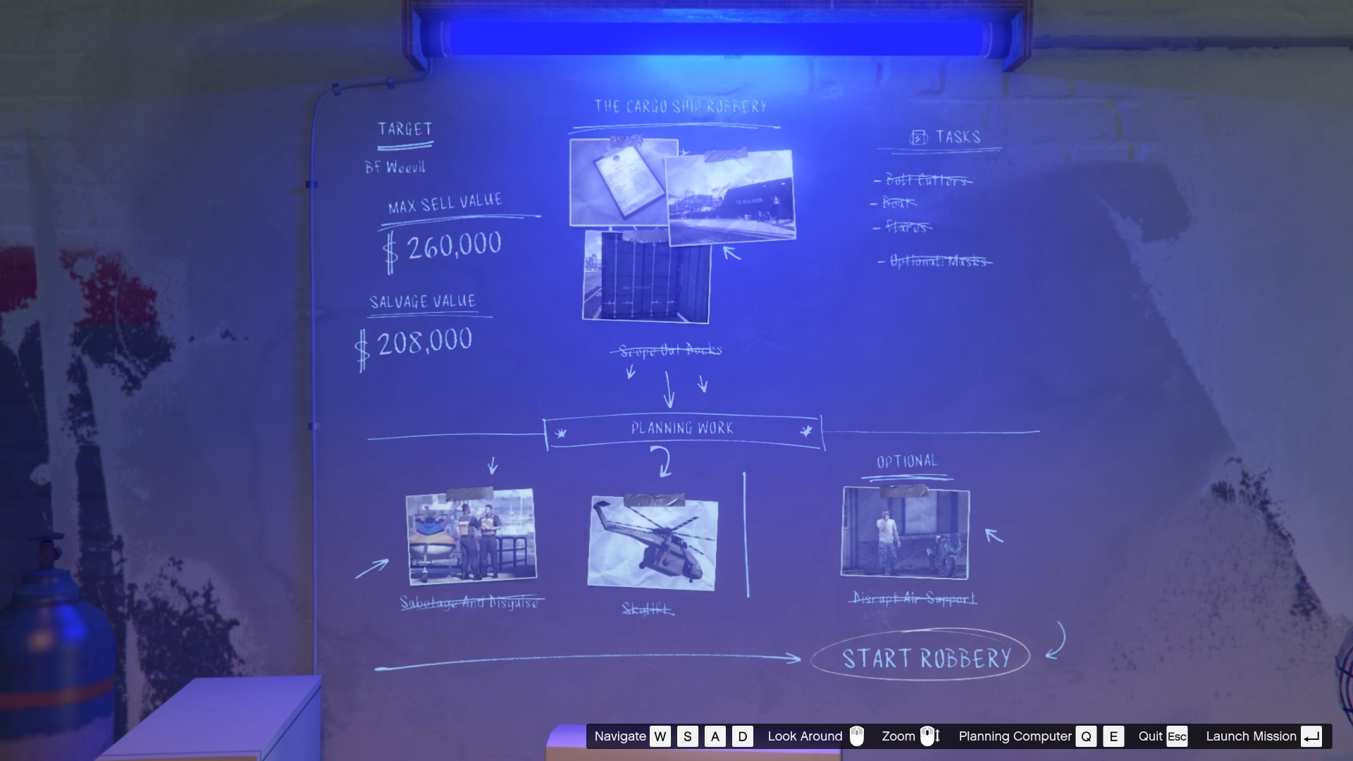 'Start Robbery' option appears once you've completed all the mandatory preparatory missions.