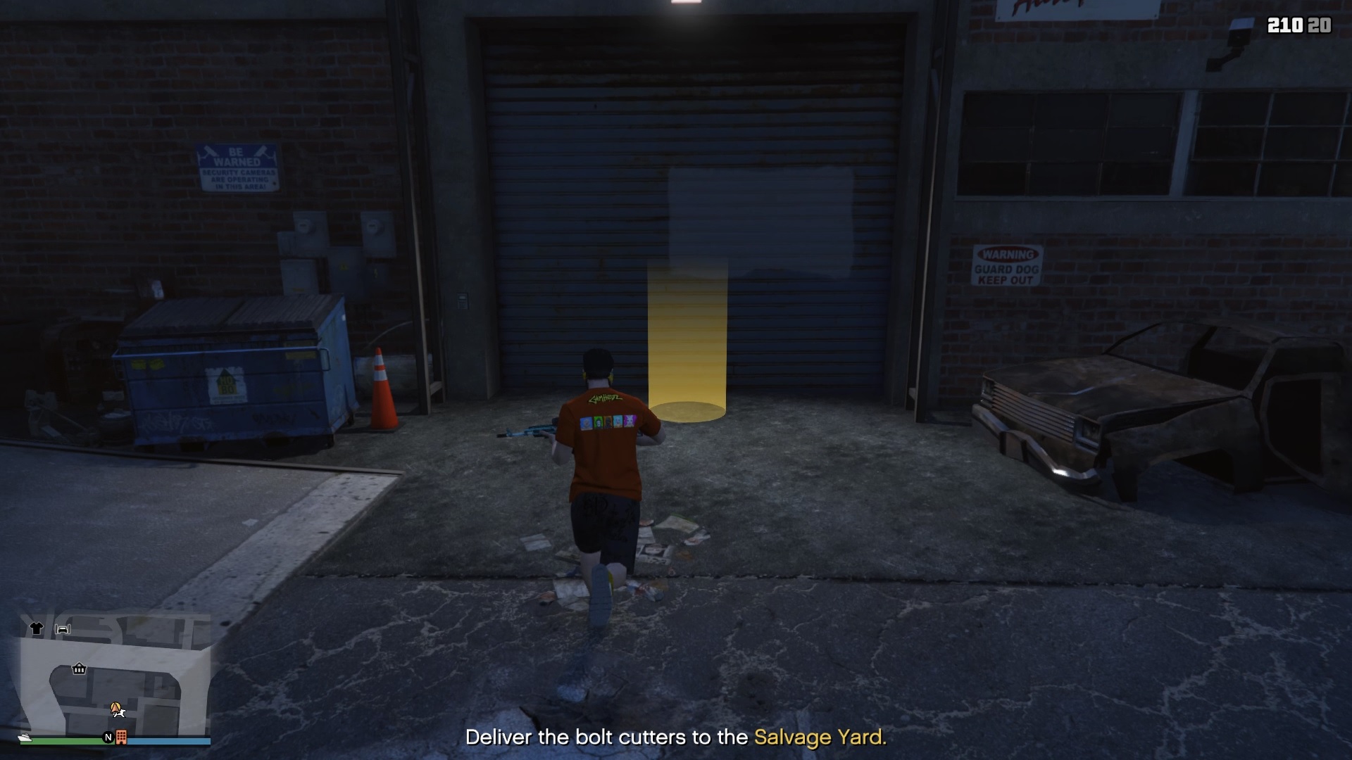 Delivering the bolt cutter to the Salvage Yard.