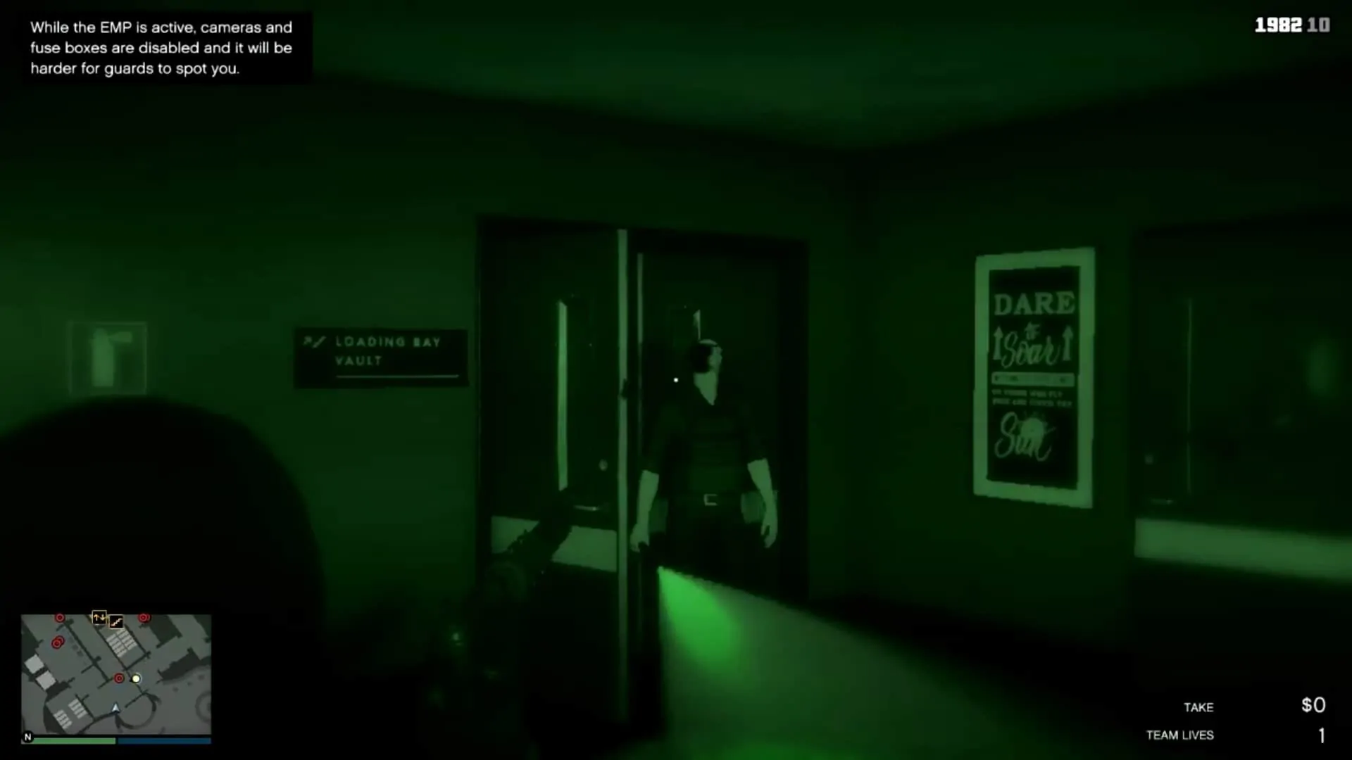 Killing the guard as soon as he enters the room