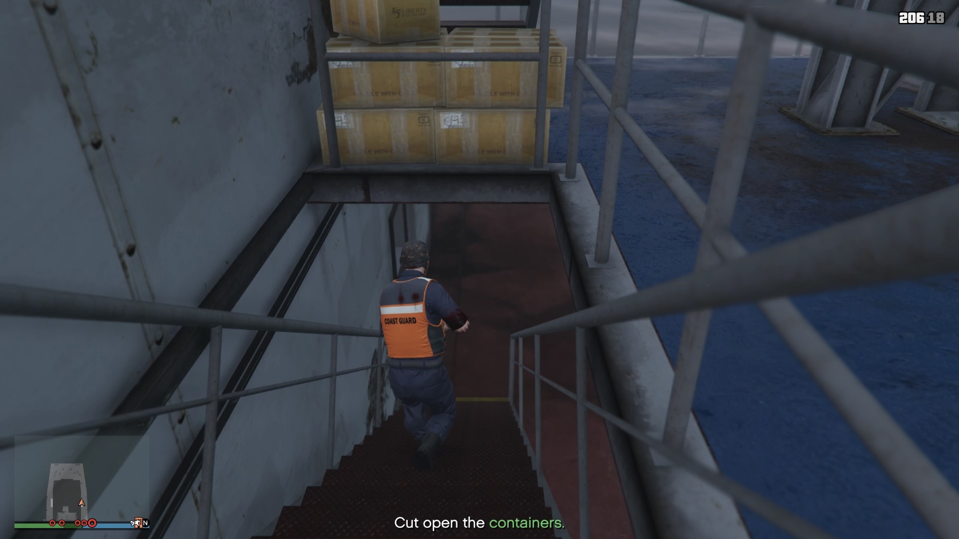 Stairs taking you to a lower deck level.