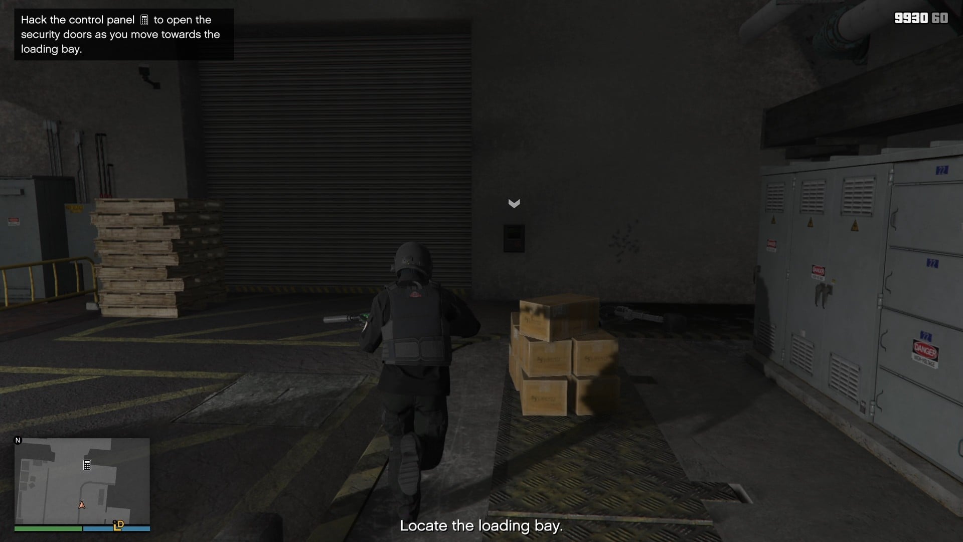 Control panel beside the loading bay door.