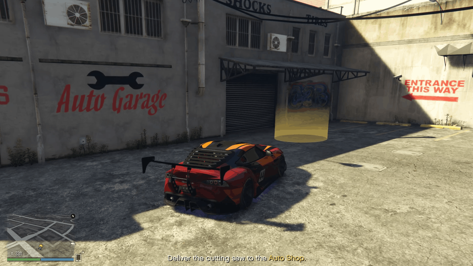 Delivering the cutting saw to the Auto Shop