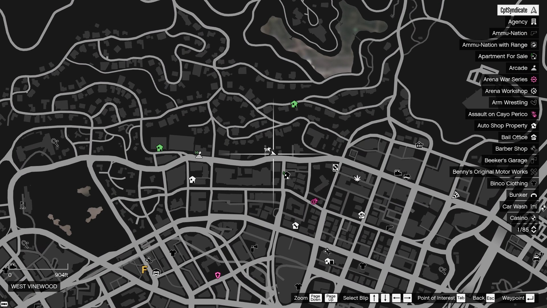 The map shows the location of the Yuanbao on the roof of the Eclipse Boulevard Garage in West Vinewood.