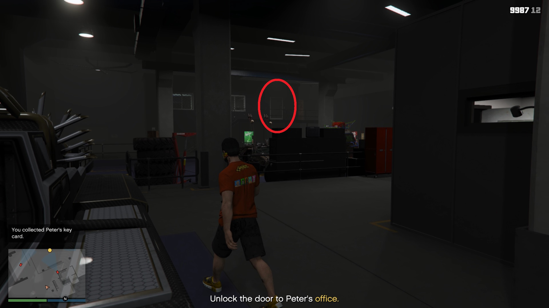 It is up a floor on the opposite side of this workshop. Remember to avoid the cameras.