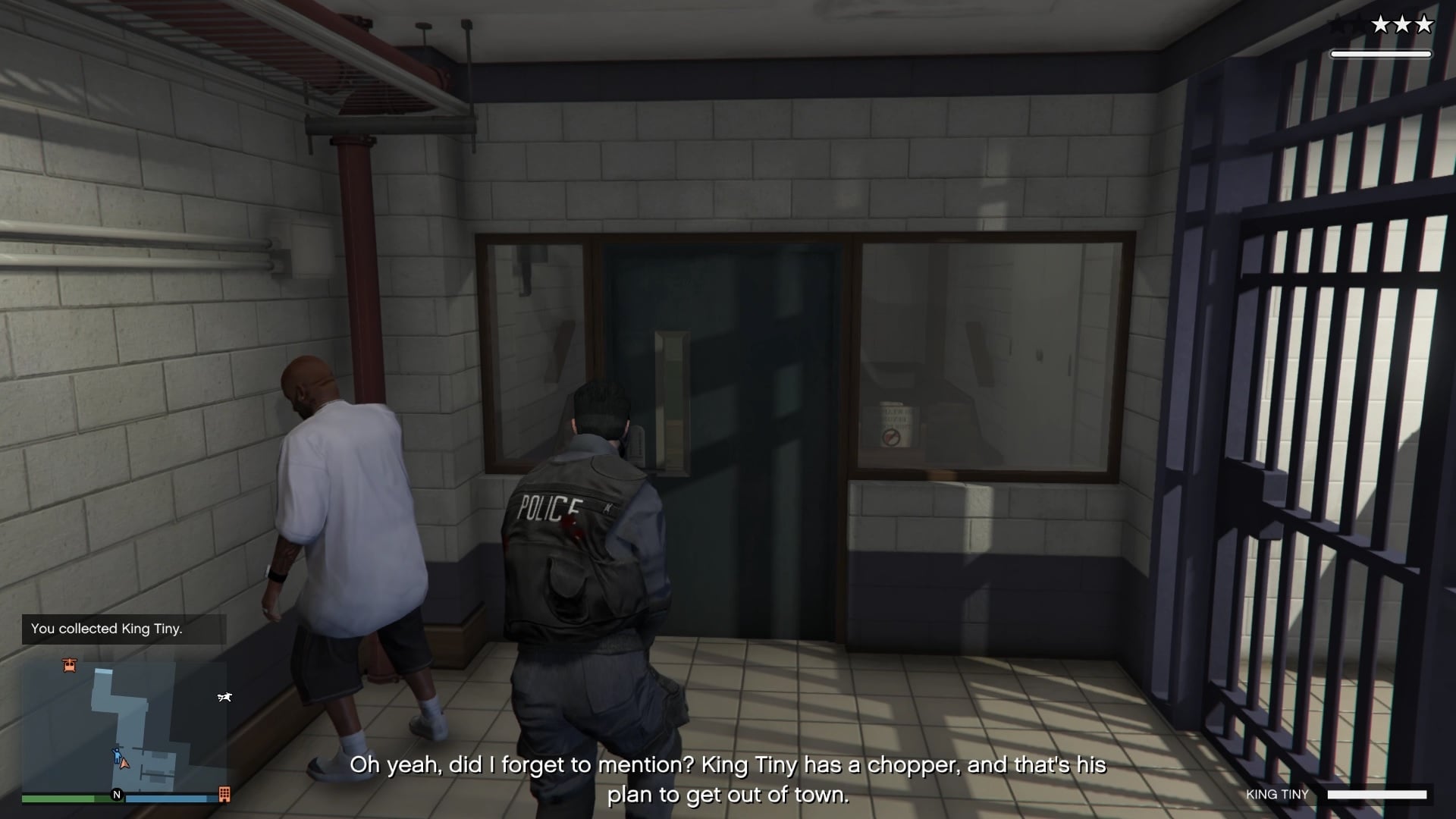 King Tiny unlocking the door ahead.