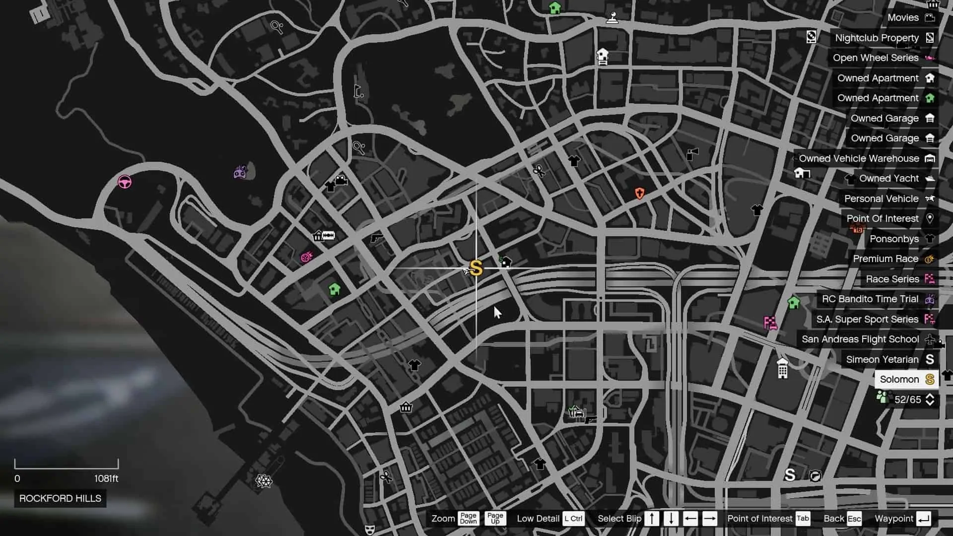 'S" symbol on the map represents Solomon Richard's office