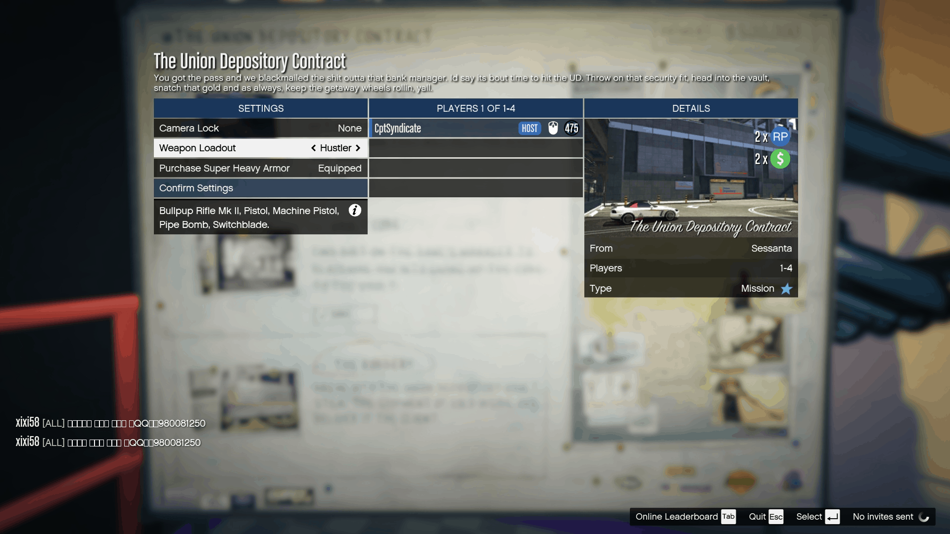 Selecting the 'Hustler' loadout